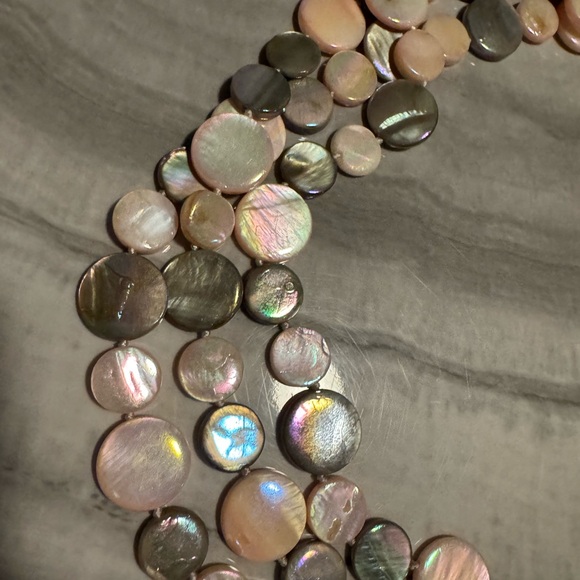 Sea Lily 20” Multistrand Mother of Pearl Statement Necklace - Picture 6 of 8